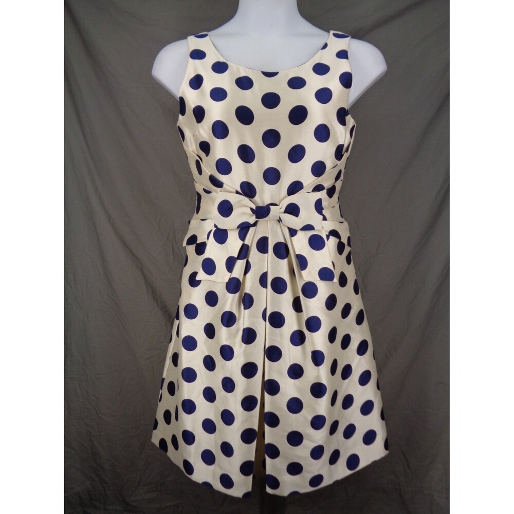 Kate Spade Jillian Silk Polka Dot Bow Dress Size 8 Classic Timeless